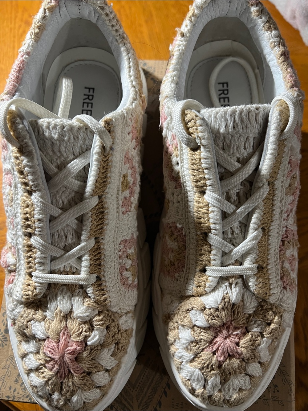 Free People Crochet Knit Catch Me if You Can Platform Sneakers